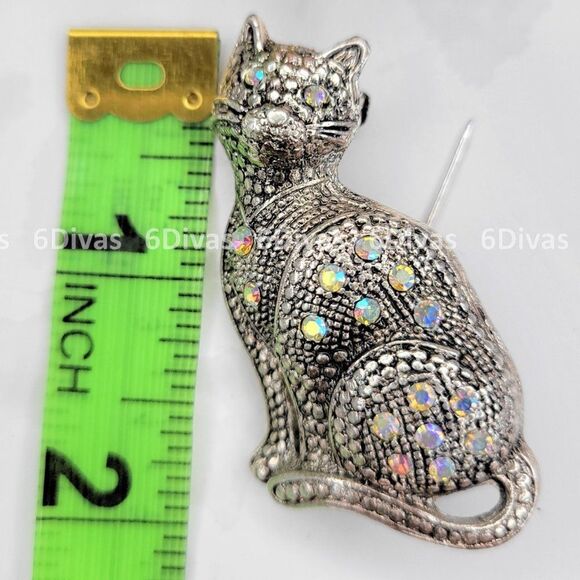 LARGE Gorgeous Cat Kitty Brooch Pin - Picture 3 of 7